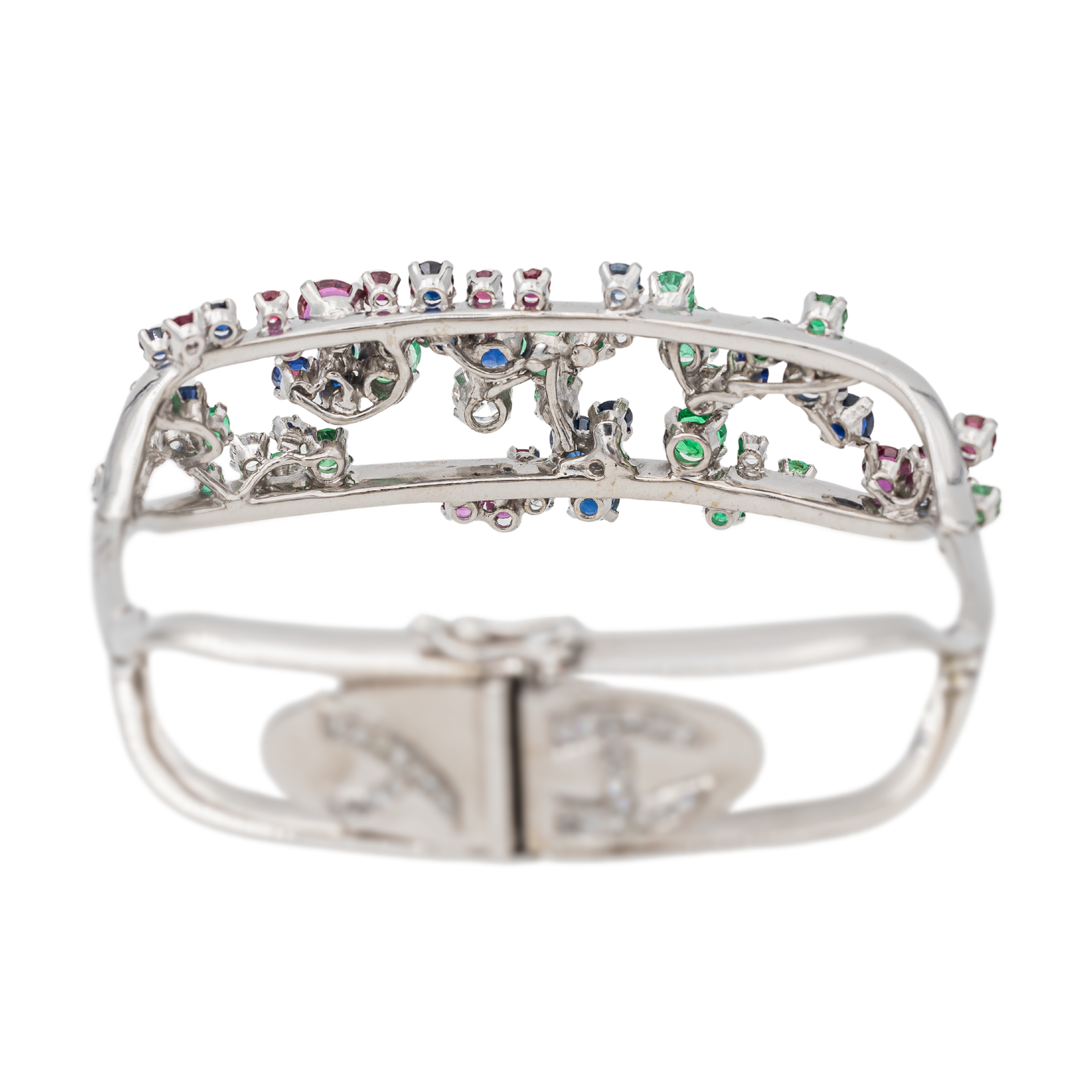 Jean vendôme Bracelet Or blanc, Platine Saphir, Emeraude, Rubis