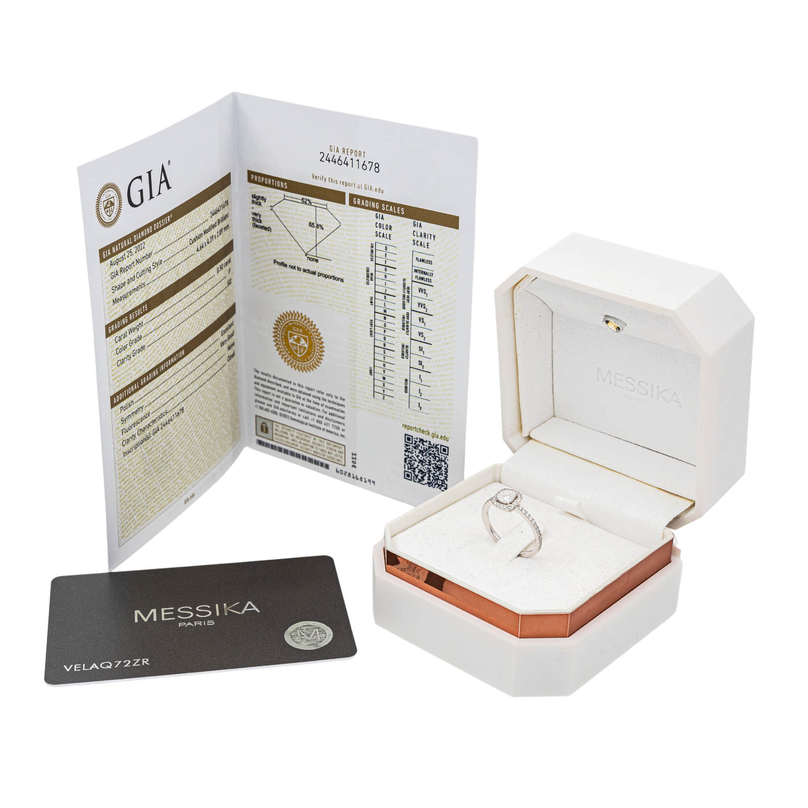 Messika M-love cushion Solitaire Ring White Gold Diamond