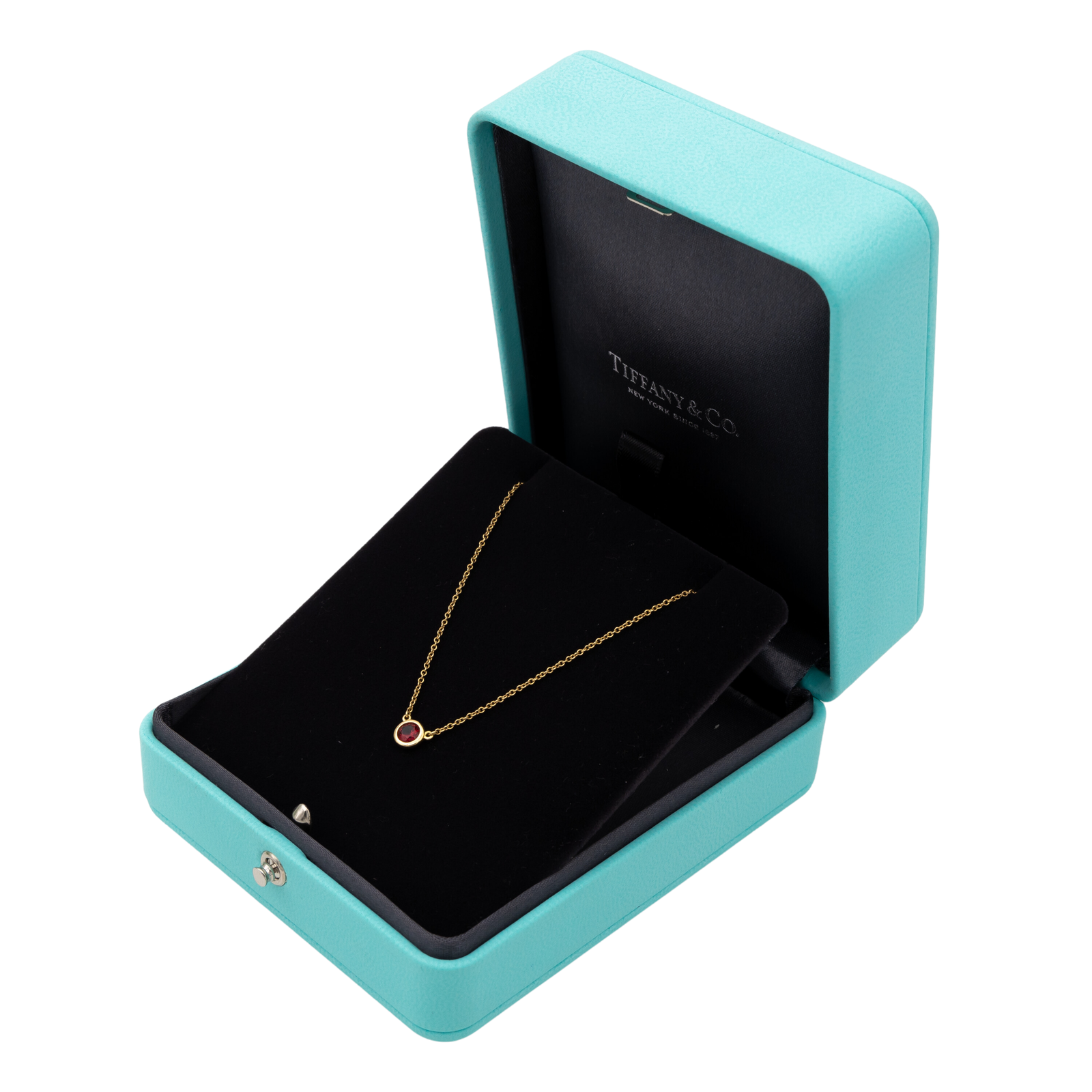 Tiffany & Co Color by the Yard Solitaire Necklace Yellow Gold Ruby