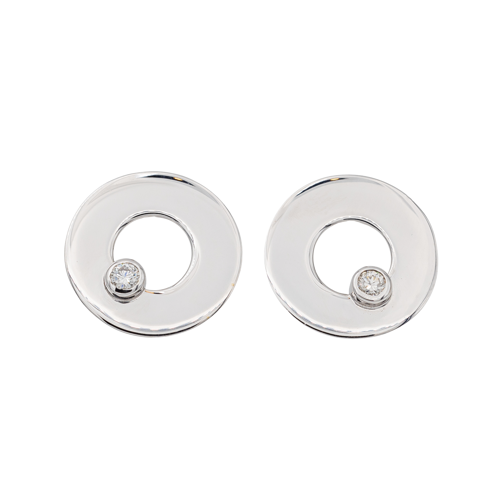 Dinh Van Boucles d'oreilles Puces Cible Or blanc Diamant