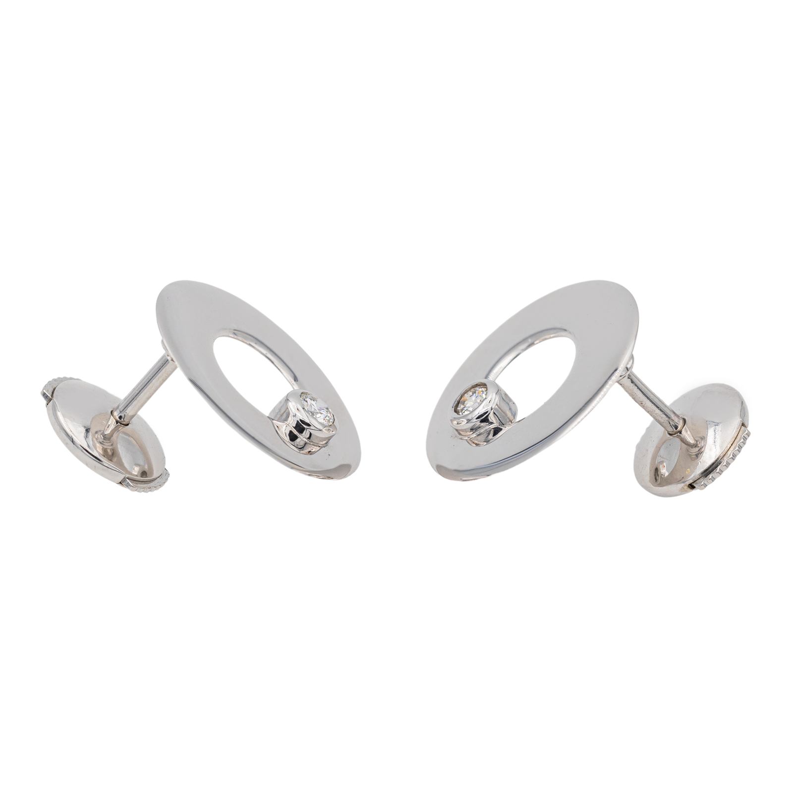 Dinh Van Target Stud Earrings White Gold Diamond