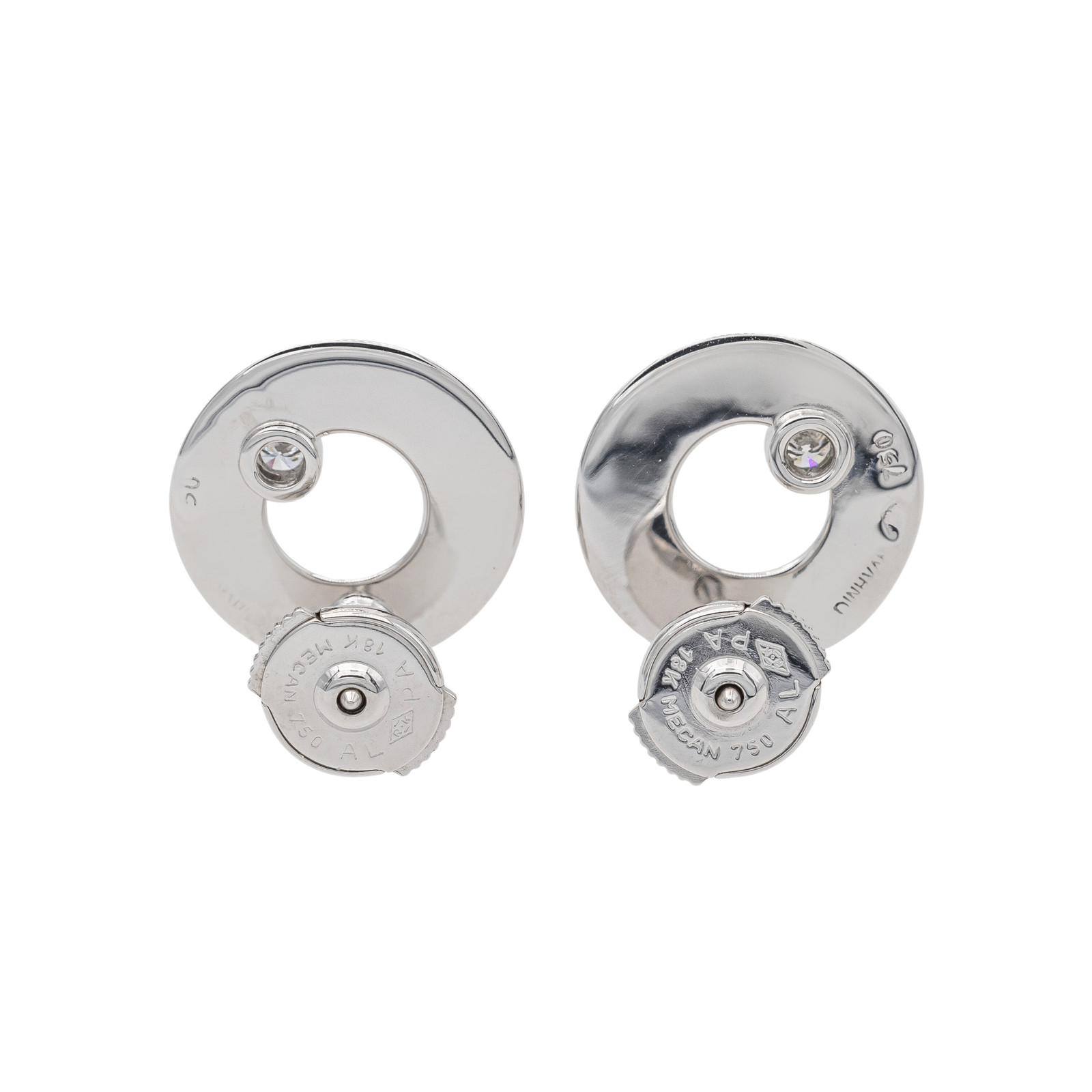 Dinh Van Target Stud Earrings White Gold Diamond