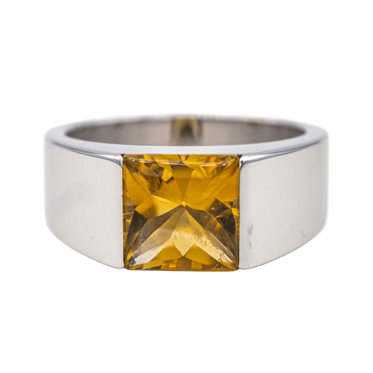 Cartier Bague Solitaire Tank Or blanc Citrine - Maison Eloe
