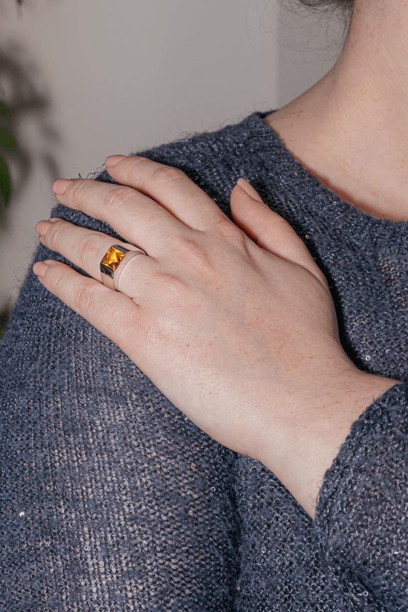 Cartier Bague Solitaire Or blanc Citrine - Maison Eloe