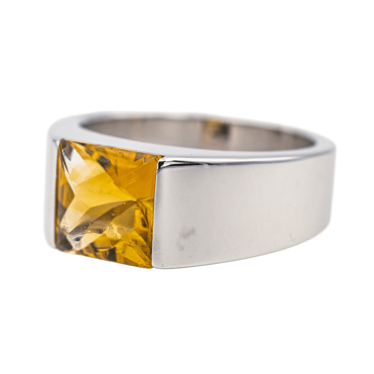 Cartier Bague Solitaire Or blanc Citrine - Maison Eloe