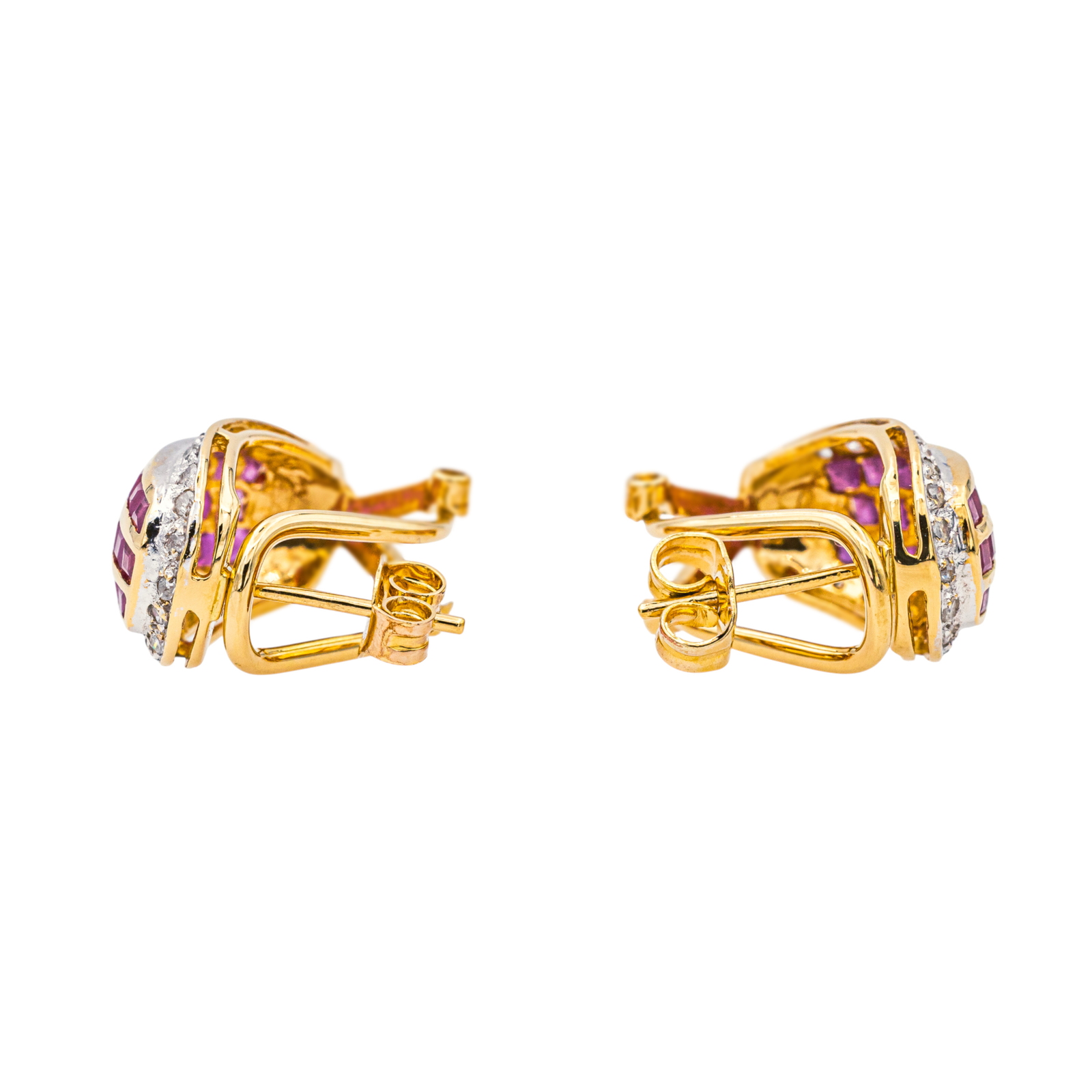 Boucles d'oreilles Or jaune Diamant, Rubis