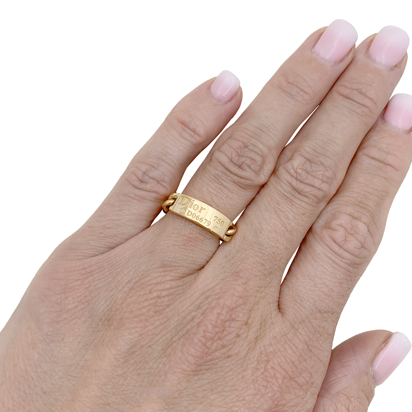 Bague DIOR, "Gourmette" en or jaune.