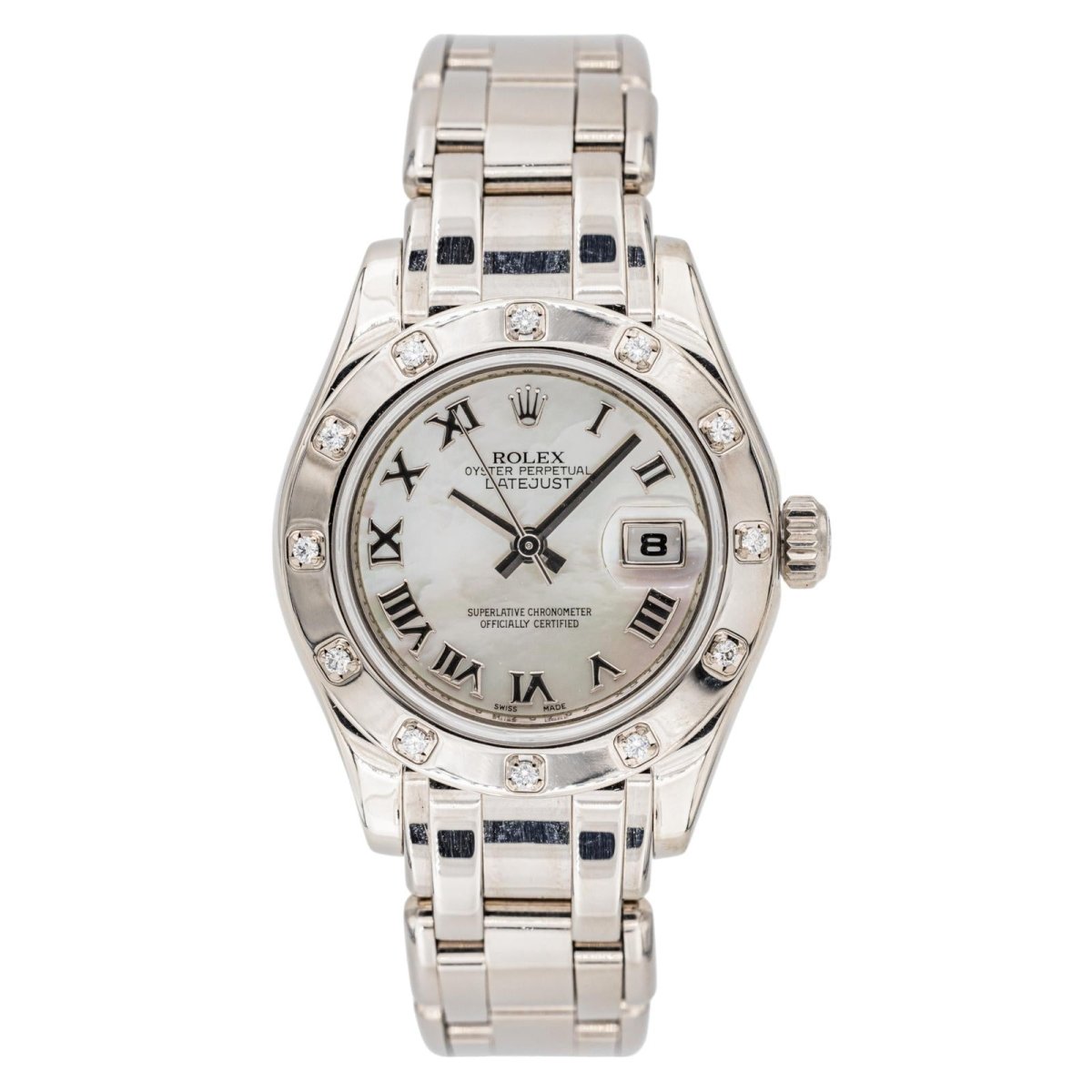 Rolex Montre Datejust Pearlmaster Or blanc Diamant - Maison Eloe