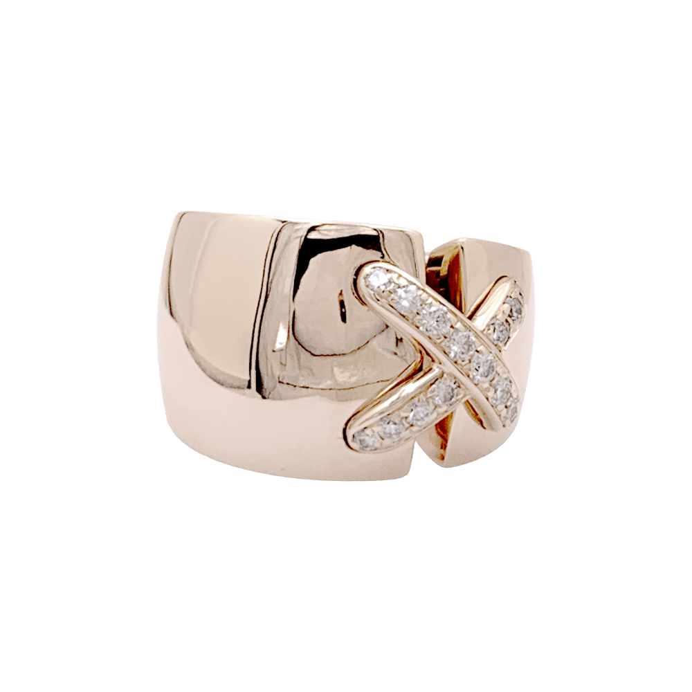 Bague Chaumet, "Liens" grand modèle, or rose, diamants.