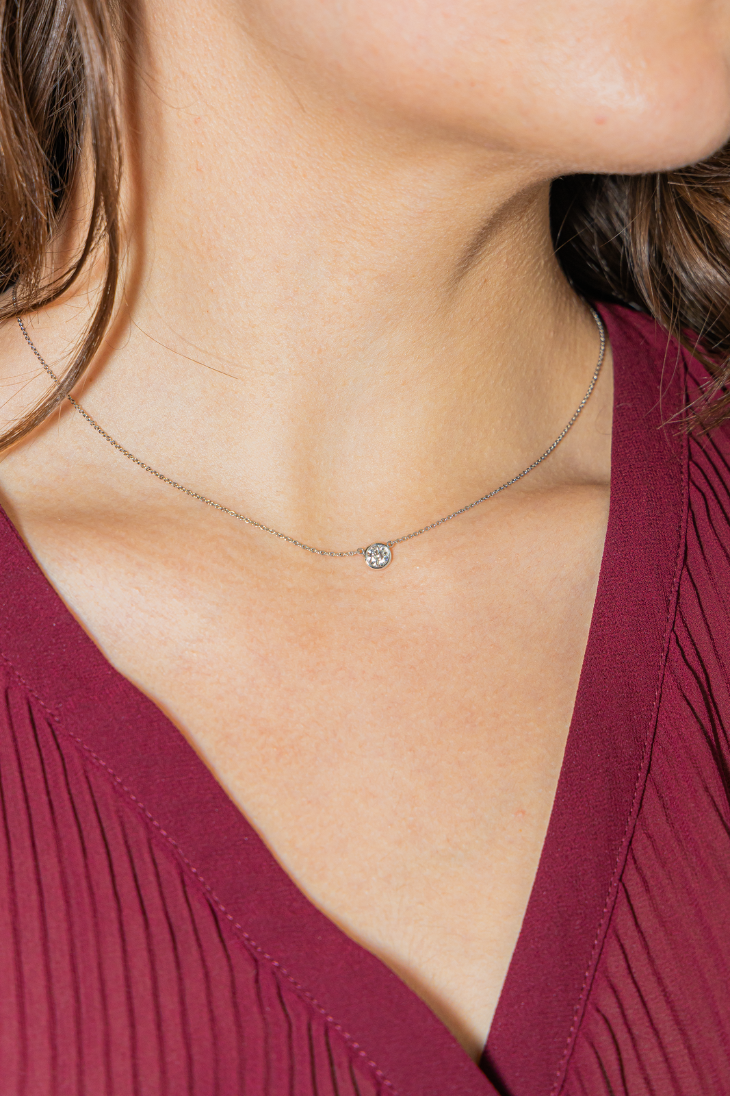 Tiffany & Co Collier Solitaire  Platine Diamant