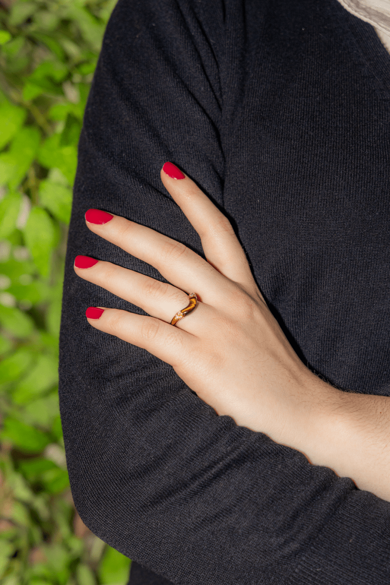 Cartier Bague Or jaune Œil de tigre - Maison Eloe