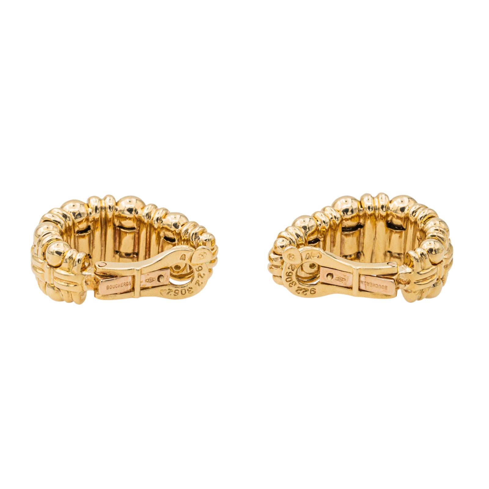 Boucheron Crossed Ball Earrings Yellow Gold