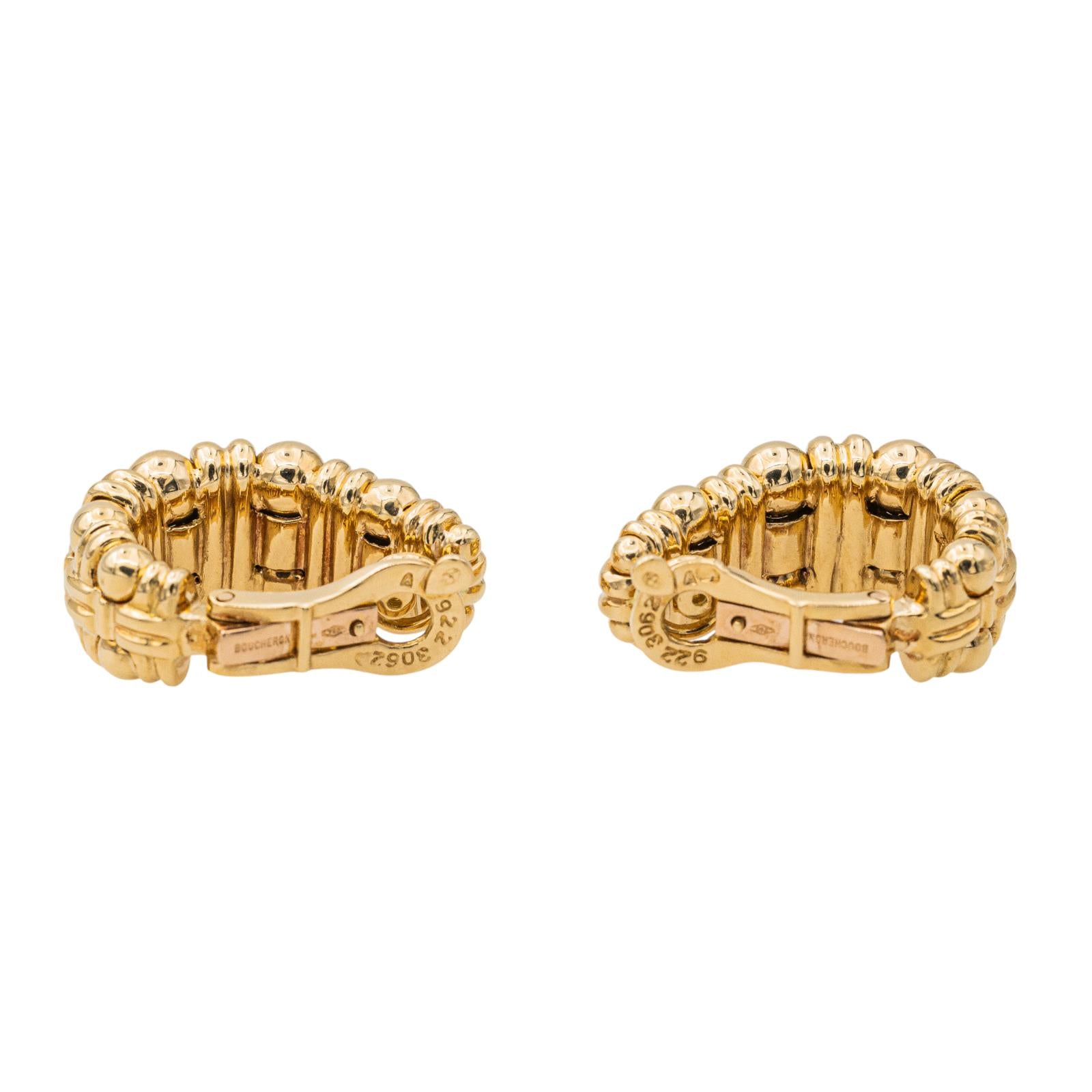 Boucheron Crossed Ball Earrings Yellow Gold