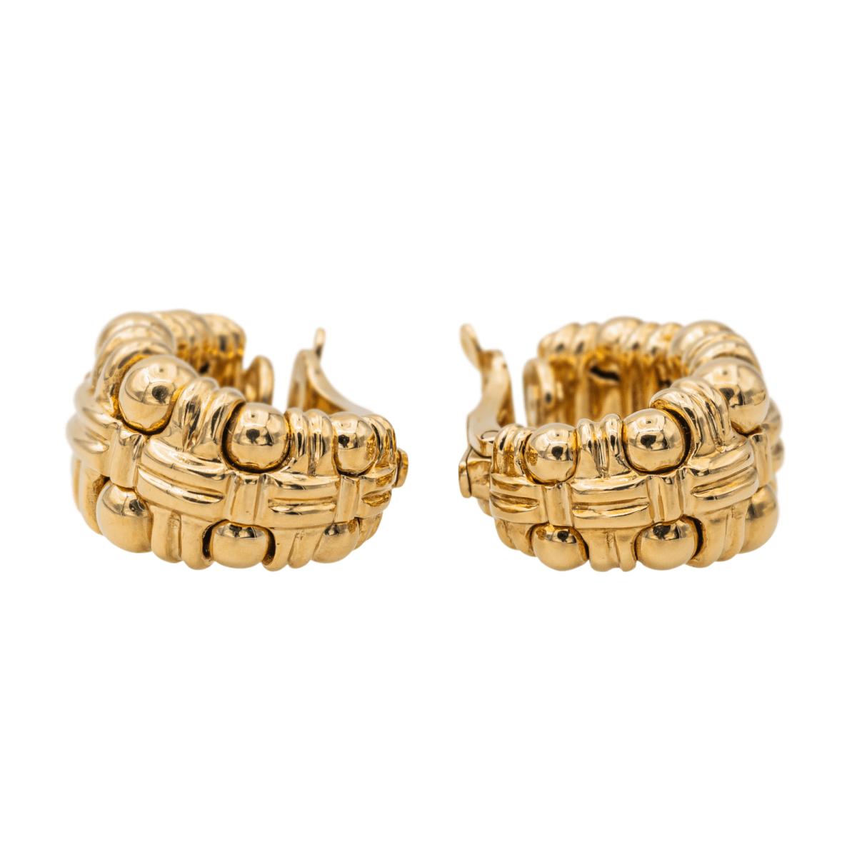 Boucheron Boucles d'oreilles Boules croisées Or jaune - Maison Eloe