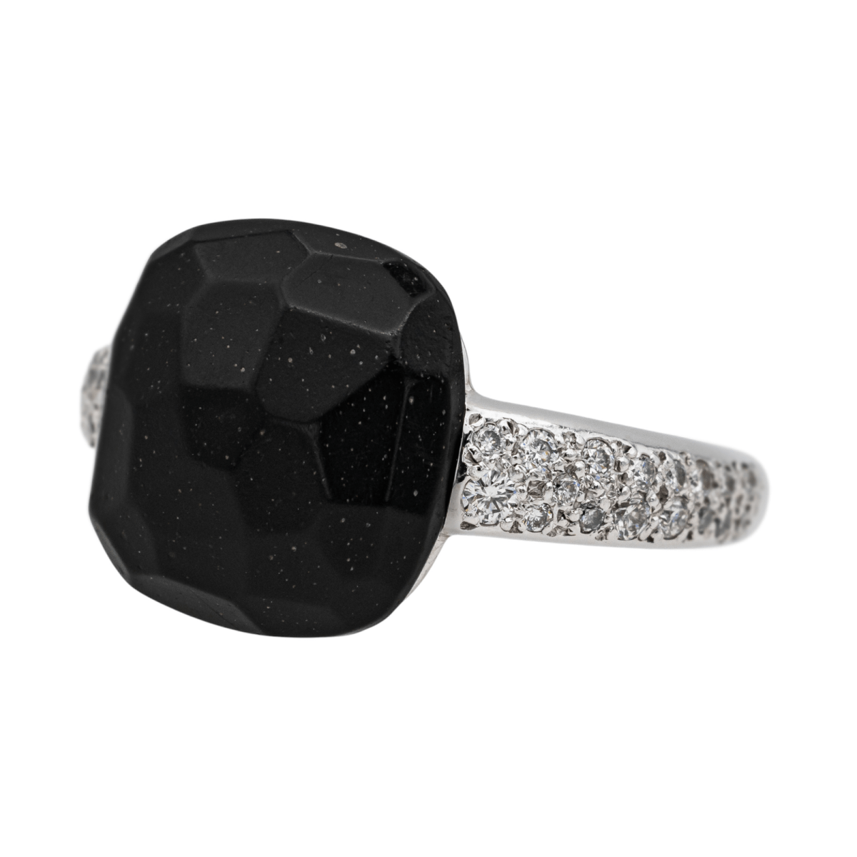Pomellato Bague Capri Or blanc Jais Diamants - Maison Eloe
