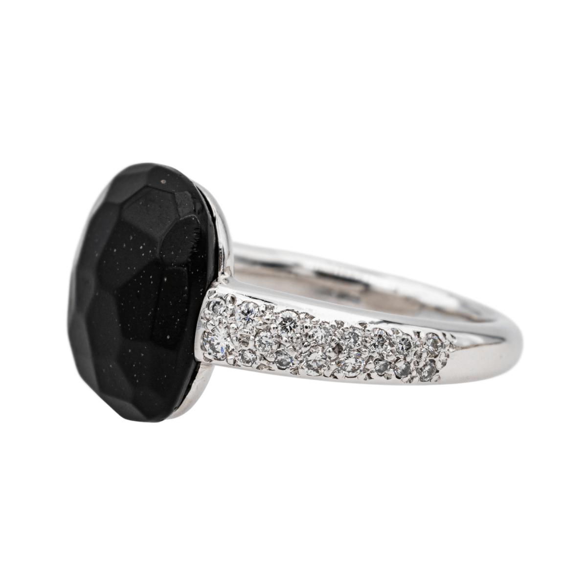 Pomellato Bague Capri Or blanc Jais Diamants - Maison Eloe