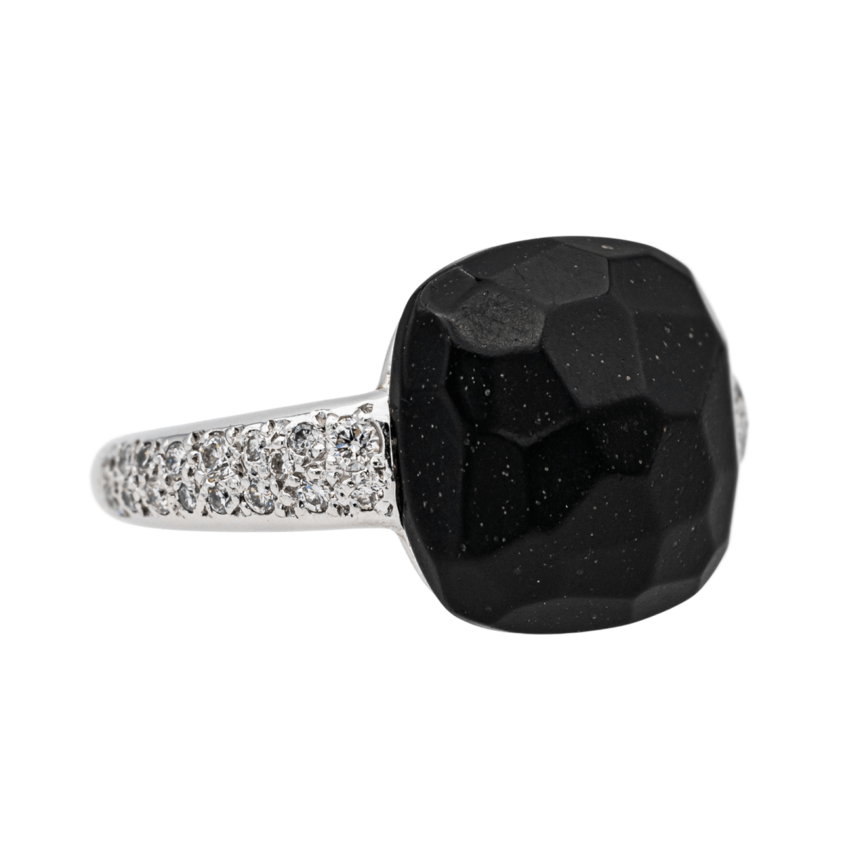 Pomellato Bague Capri Or blanc Jais Diamants - Maison Eloe