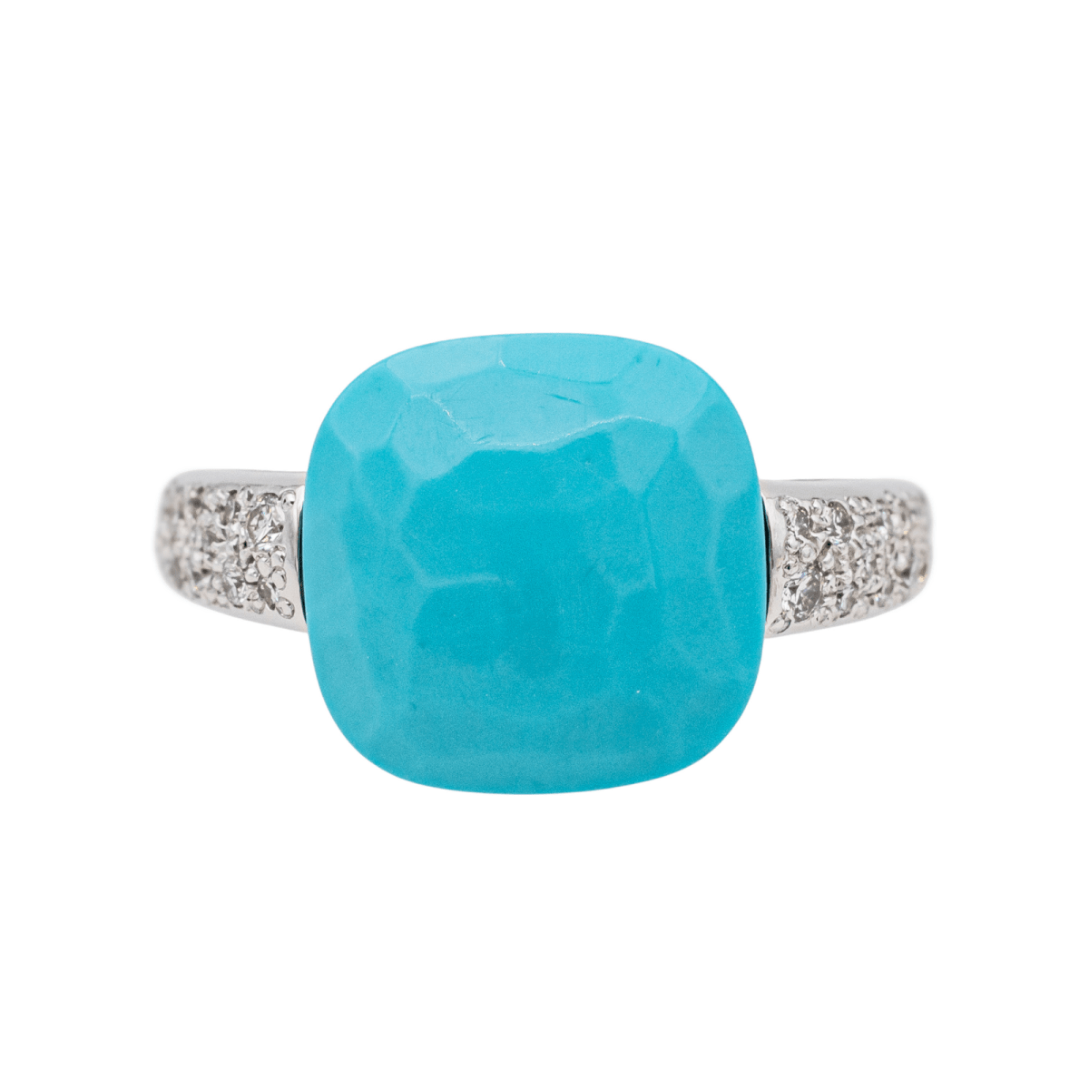 Pomellato Bague Capri Or blanc Turquoise Diamants - Maison Eloe