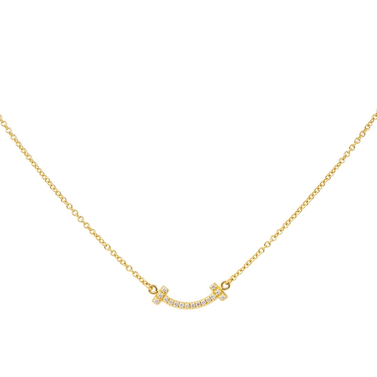 Tiffany & Co Collier T Smile Or jaune Diamants - Maison Eloe