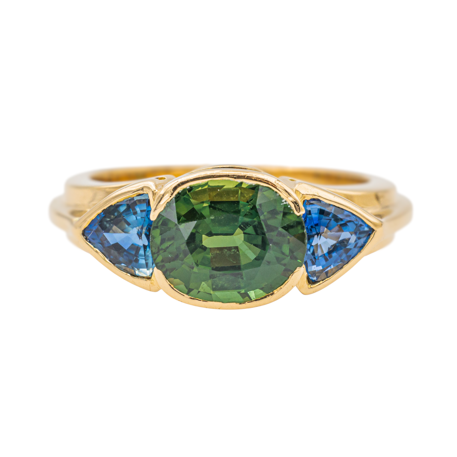 Bague Trilogie Or jaune Saphir vert