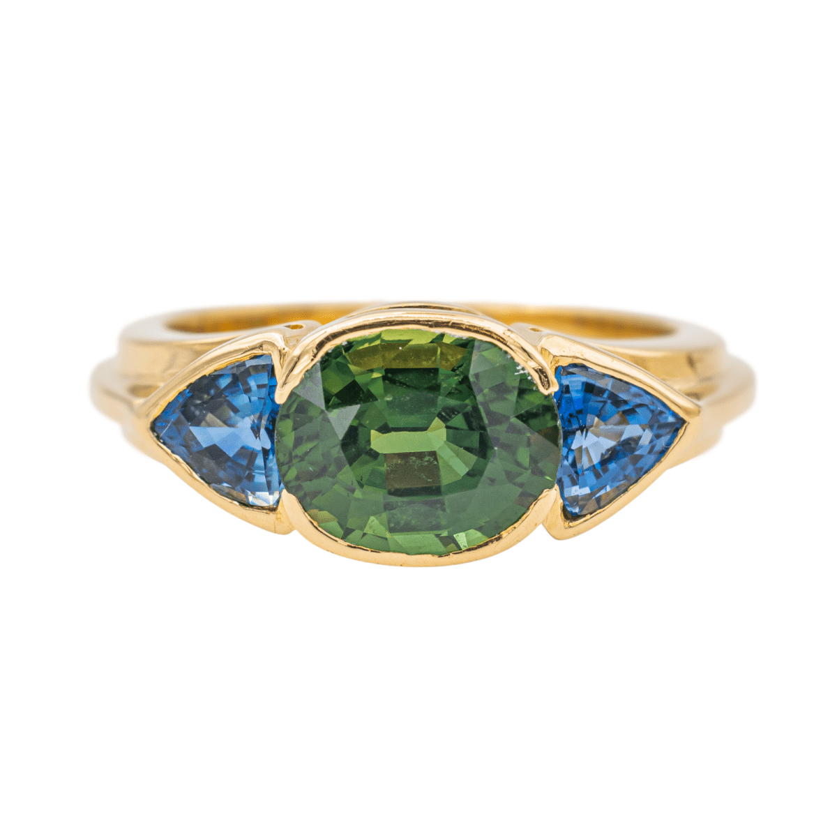 Bague Trilogie Or jaune Saphir vert - Maison Eloe