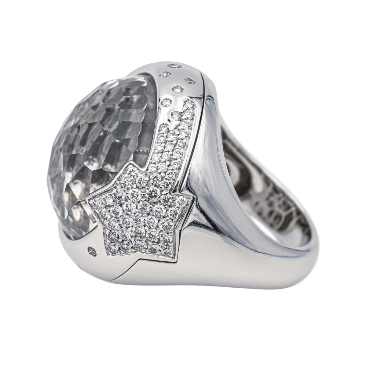 Pascale Bruni Bague Or blanc Quartz - Maison Eloe