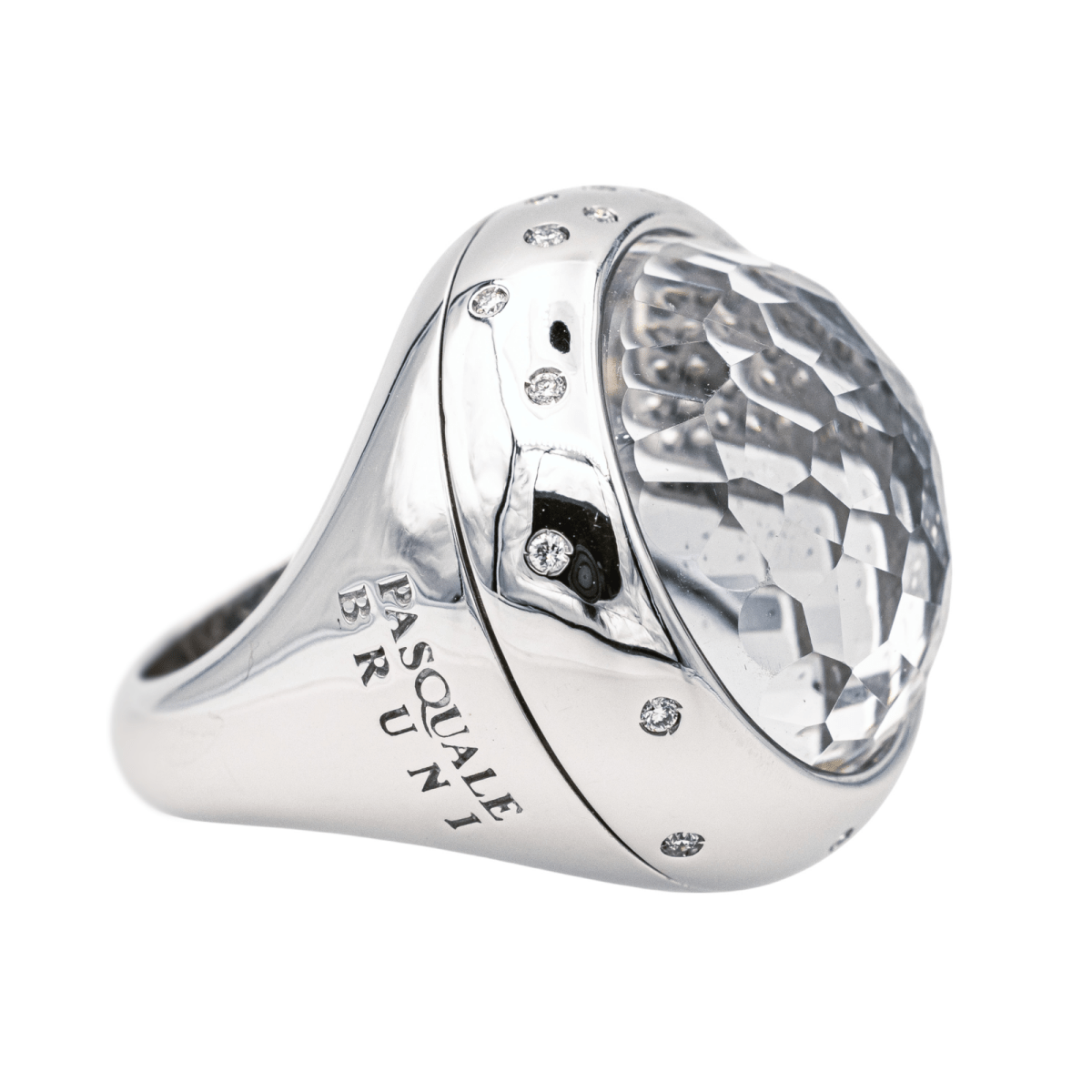 Pascale Bruni Bague Or blanc Quartz - Maison Eloe