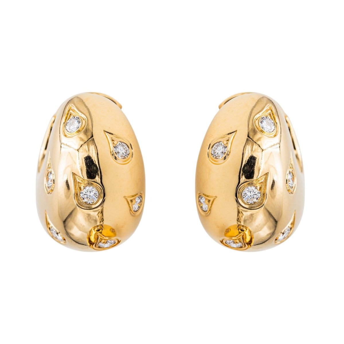Cartier Boucles d'oreilles Créoles Or jaune Diamant - Maison Eloe
