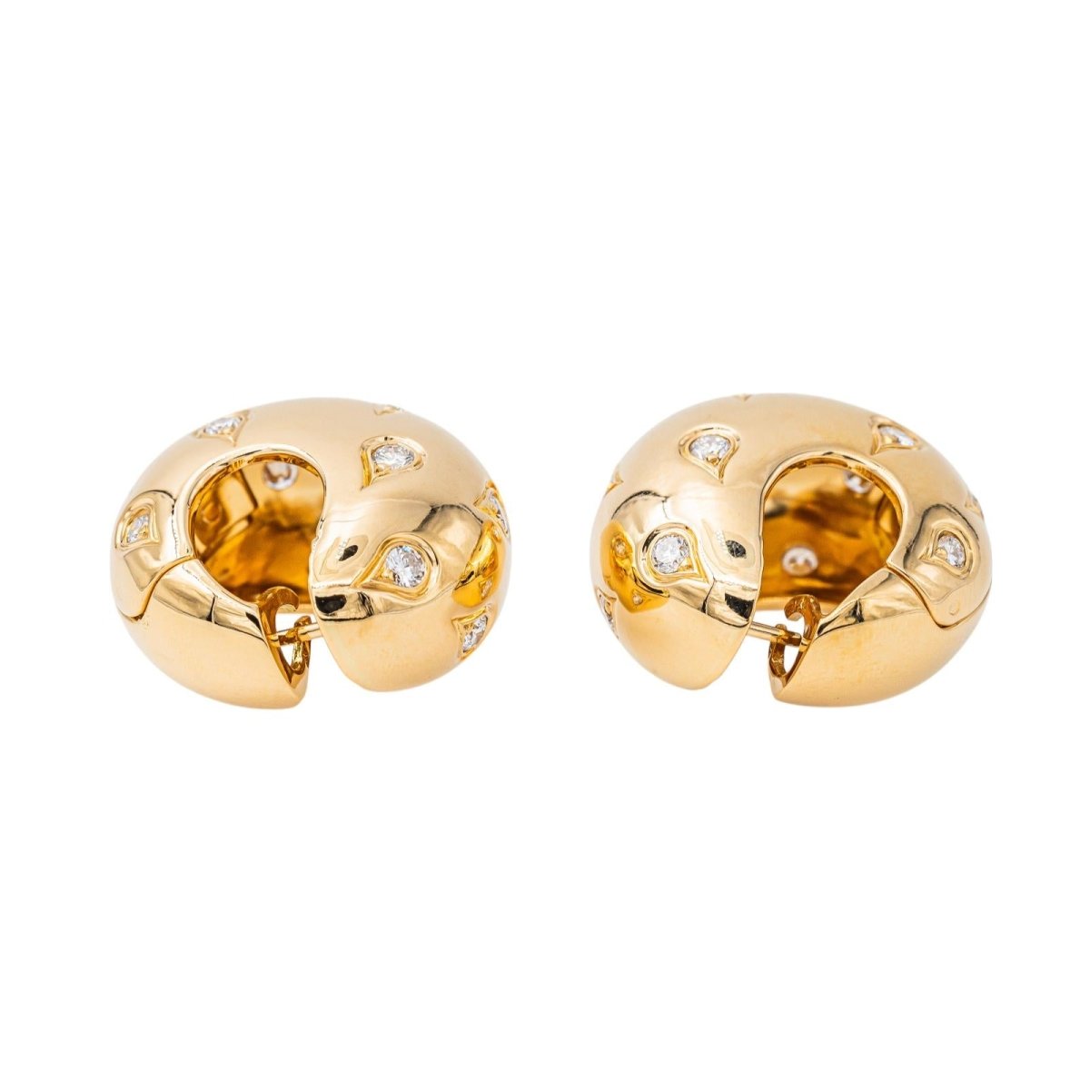 Cartier Boucles d'oreilles Créoles Or jaune Diamant - Maison Eloe