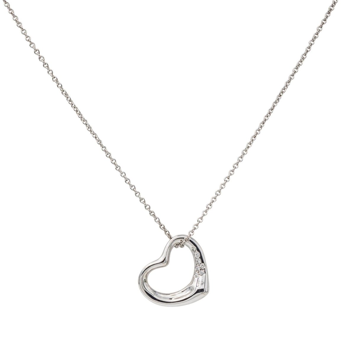Tiffany & Co Collier Coeur Open heart Platine Diamant - Maison Eloe