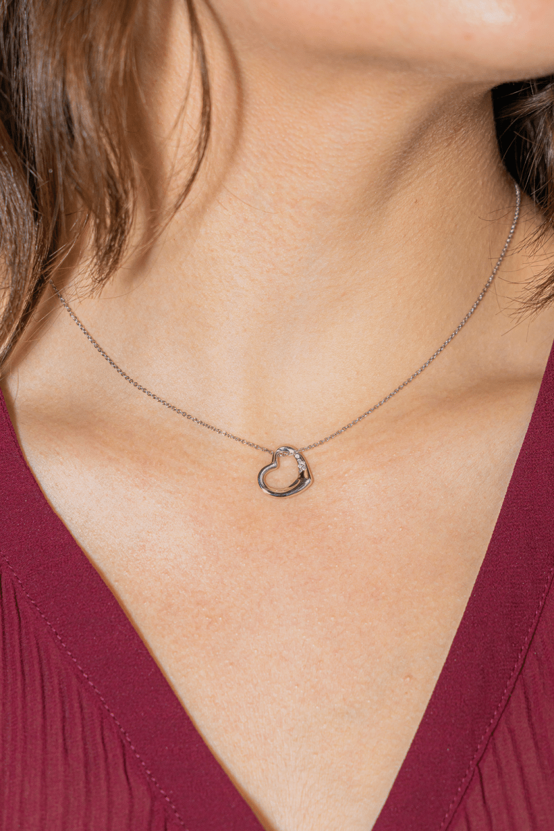 Tiffany & Co Collier Coeur Open heart Platine Diamant - Maison Eloe