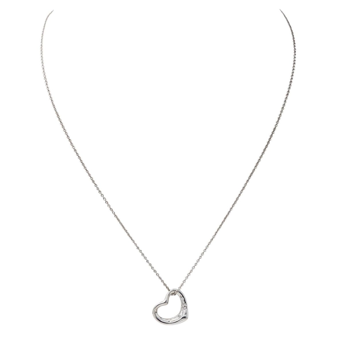 Tiffany & Co Collier Coeur Open heart Platine Diamant - Maison Eloe