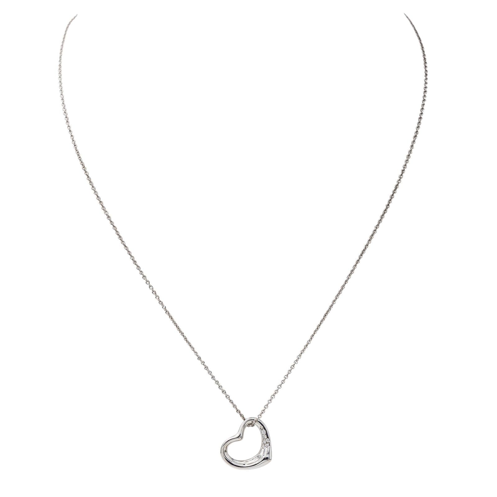 Tiffany & Co Collier Coeur Open heart Platine Diamant
