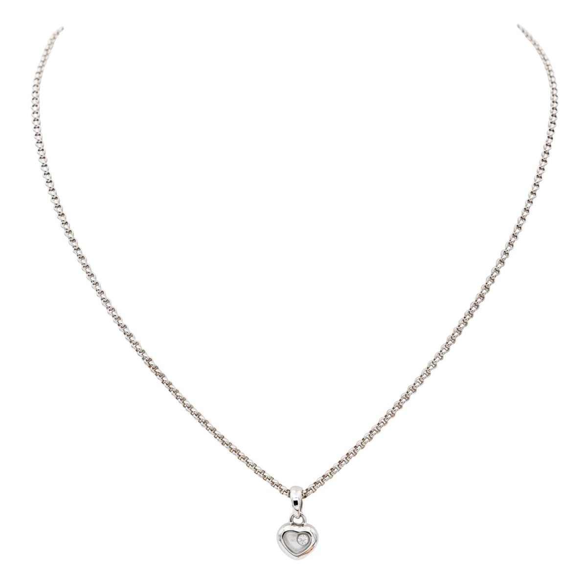 Chopard Collier Coeur Happy diamonds Or blanc Diamant - Maison Eloe