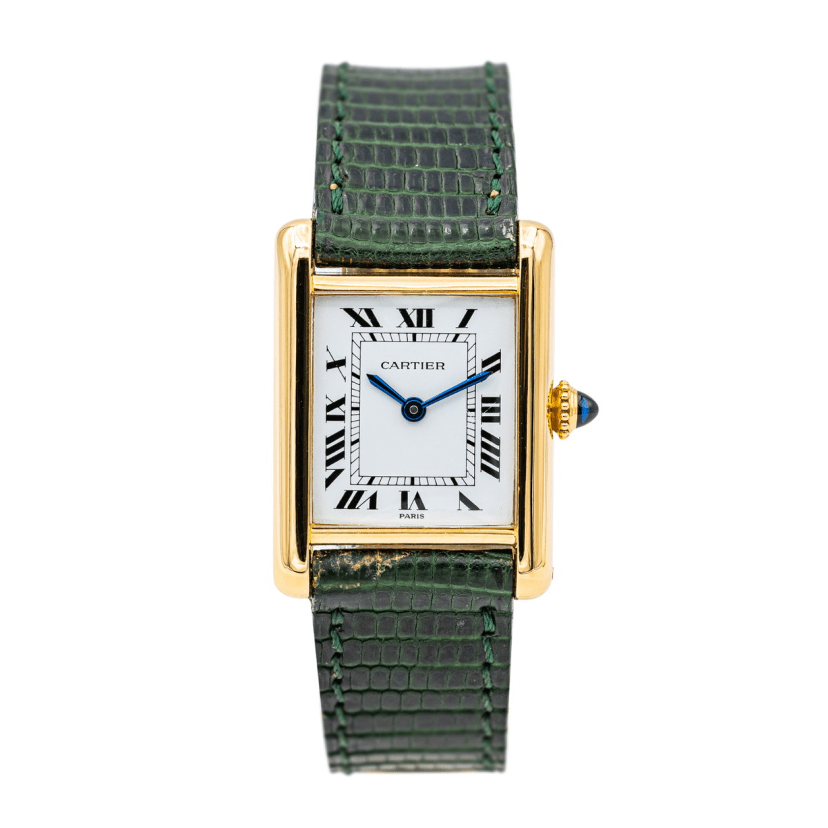 Cartier Montre Tank Vintage Or jaune sur cuir - Maison Eloe