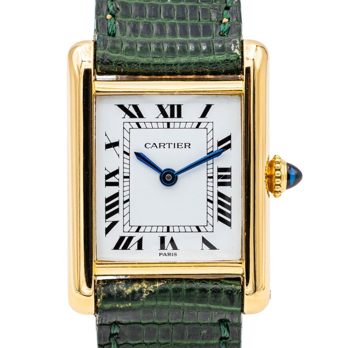 Cartier Montre Tank Vintage Or jaune sur cuir - Maison Eloe