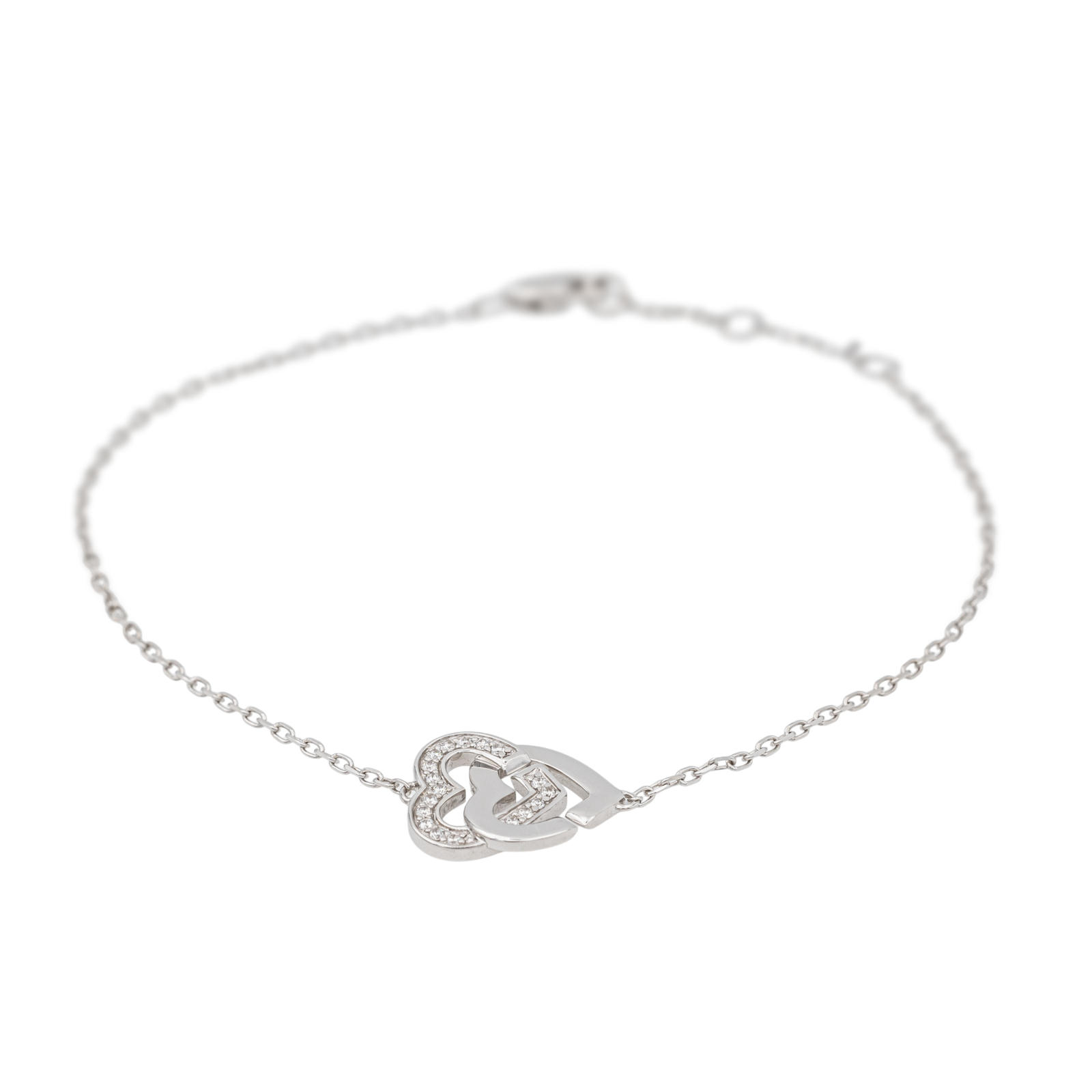 Dinh Van Bracelet Double cœur Or blanc Diamant