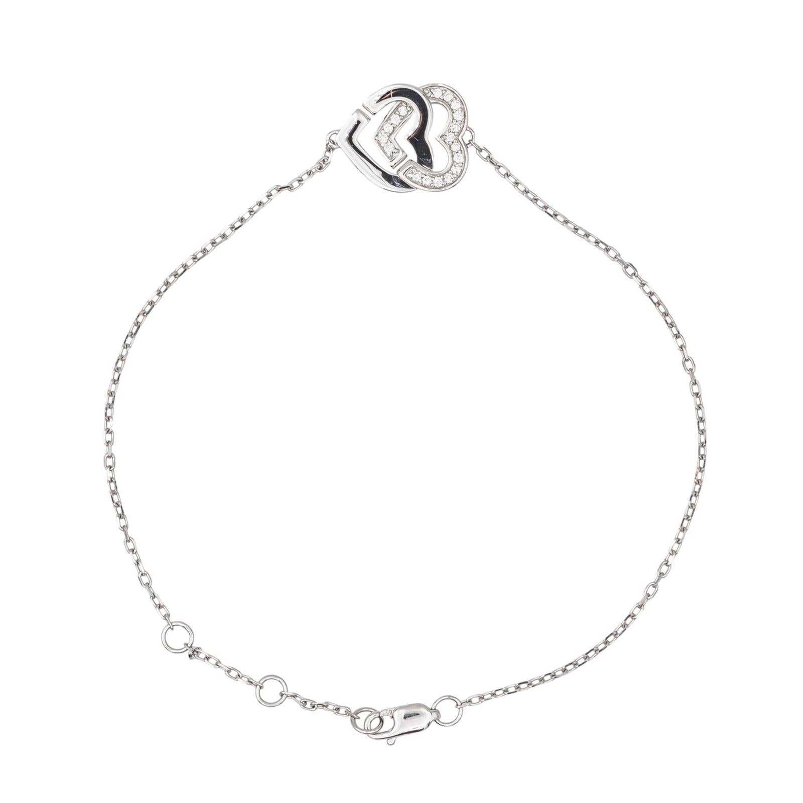 Dinh Van Bracelet Double cœur Or blanc Diamant