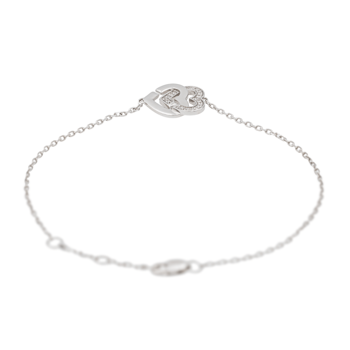 Dinh Van Bracelet Double cœur Or blanc Diamant - Maison Eloe