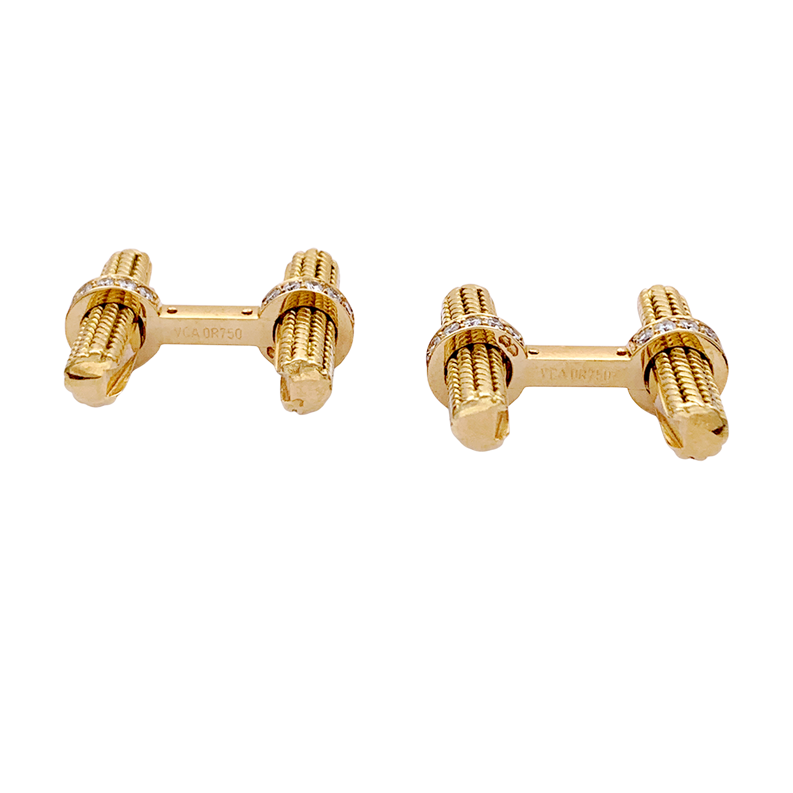 Boutons de manchette VAN CLEEF ET ARPELS, or jaune et diamants.