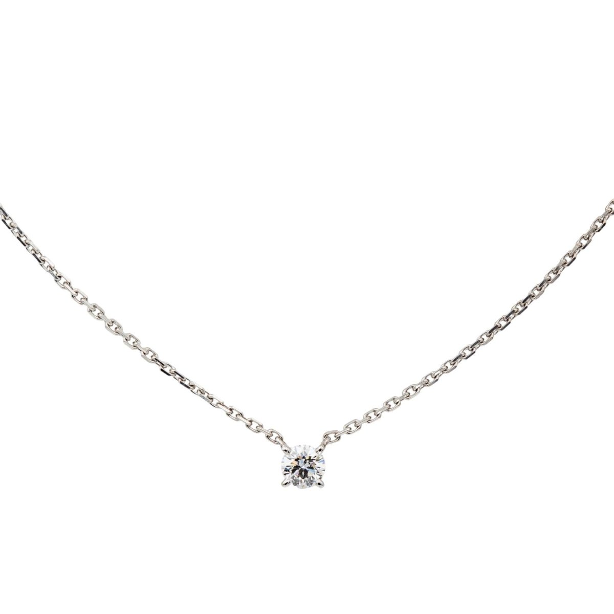 Cartier Collier Solitaire 1895 Or blanc Diamant - Maison Eloe