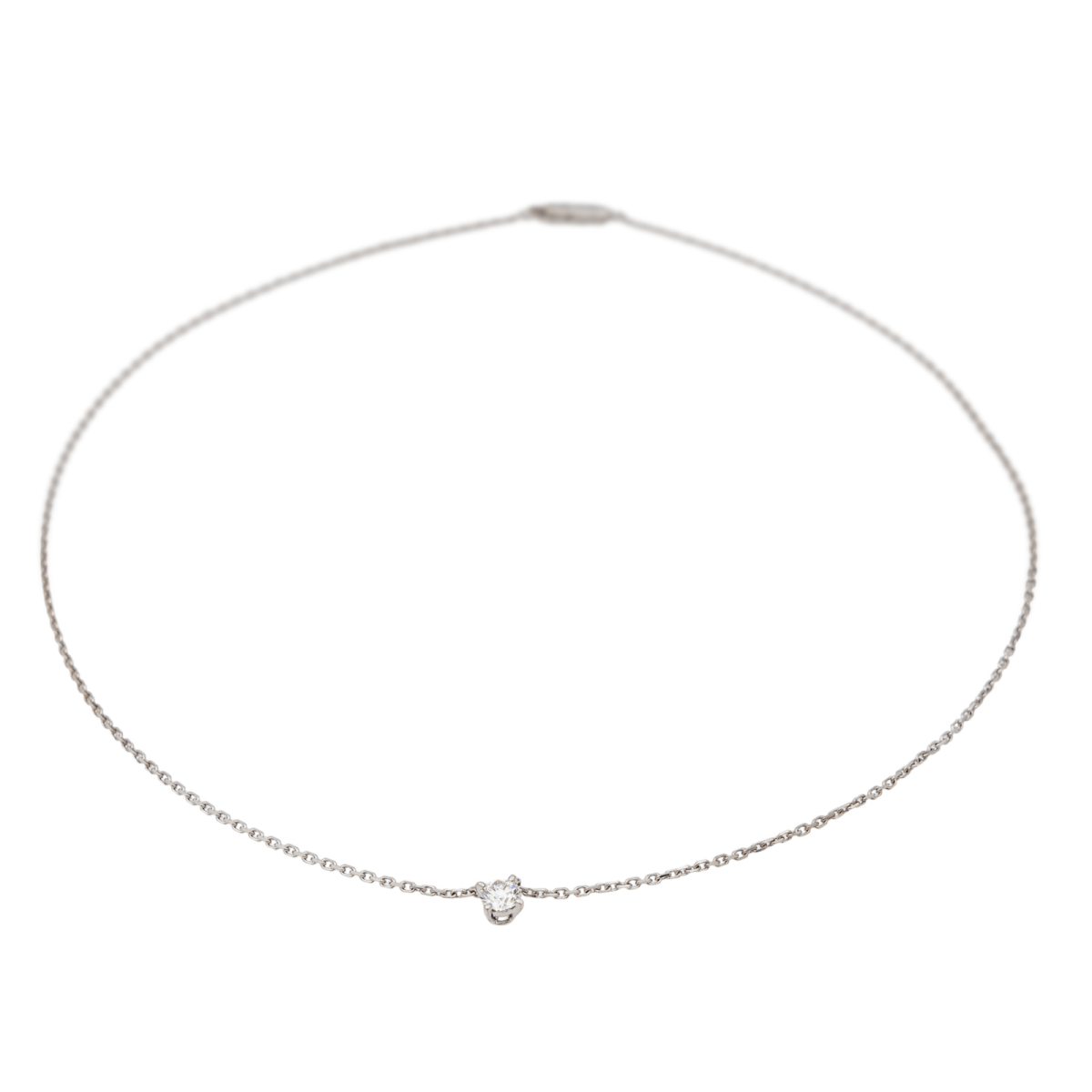 Cartier Collier Solitaire 1895 Or blanc Diamant - Maison Eloe