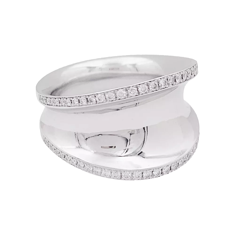 Bague Chopard "Impérial" or blanc, diamants.