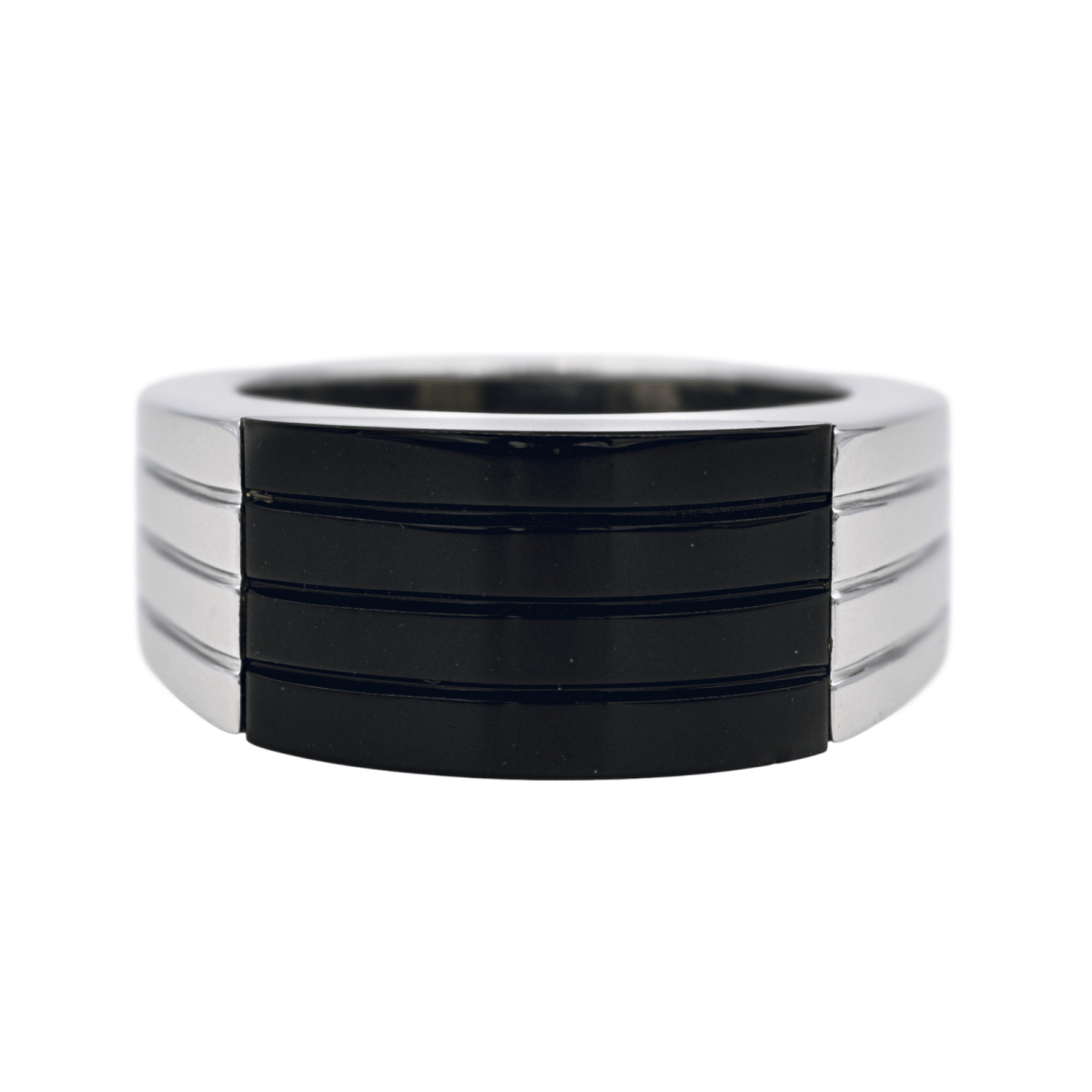 Boucheron Bague Godron Or blanc Onyx - Maison Eloe