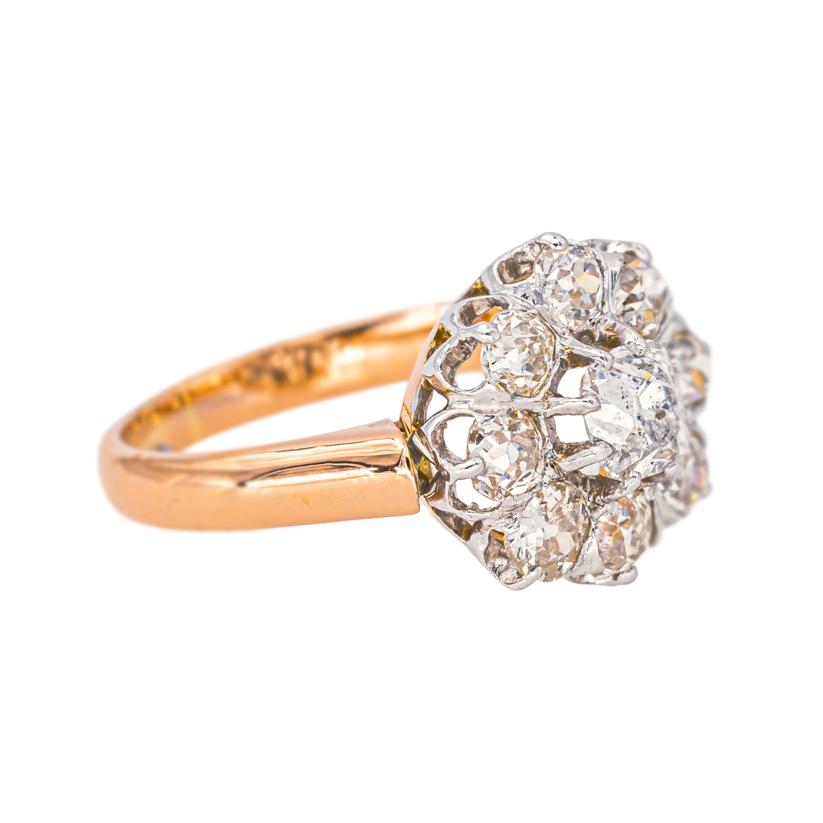 Bague Marguerite Or rose, Platine Diamant