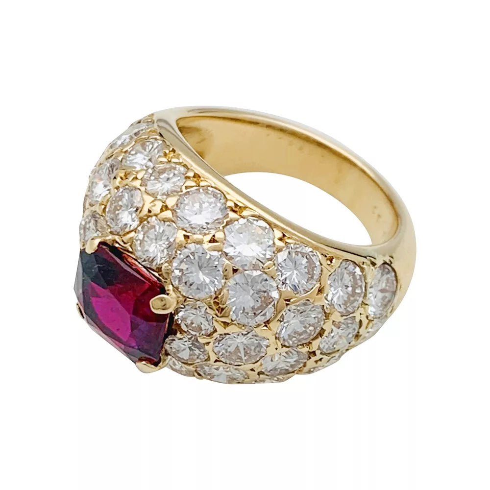 Bague jonc de luxe en or jaune rubis et diamants M.Gérard - Maison Eloe