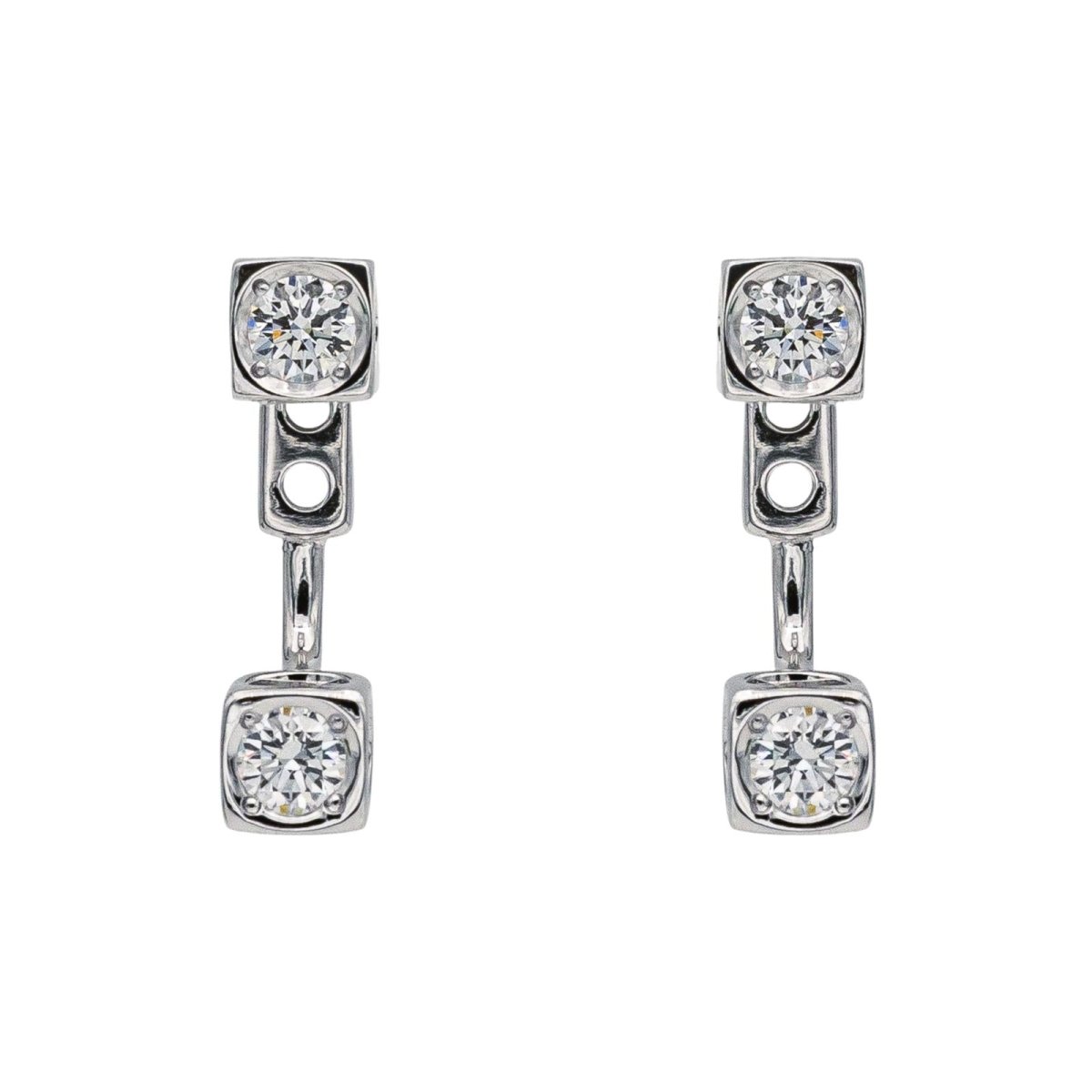 Dinh Van Boucles d'oreilles Cube Or blanc Diamant - Maison Eloe