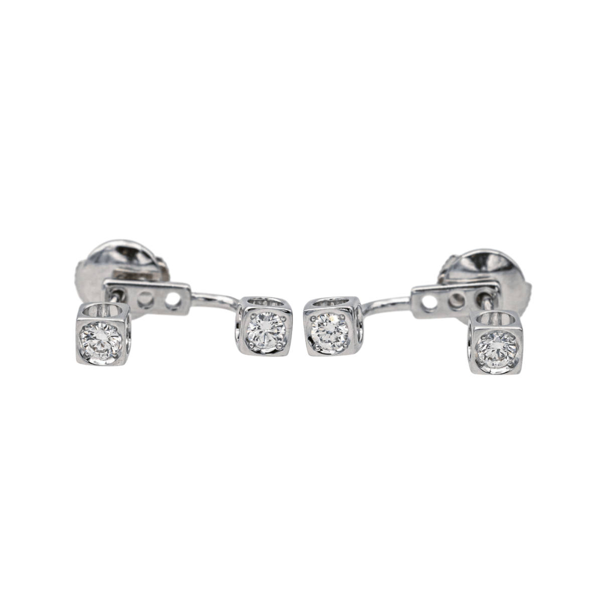 Dinh Van Boucles d'oreilles Cube Or blanc Diamant - Maison Eloe