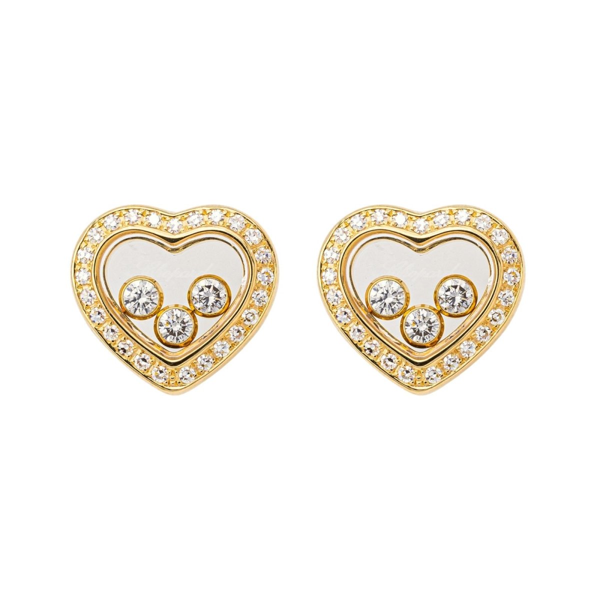 Chopard Boucles d'oreilles Happy diamonds Or jaune Diamant - Maison Eloe
