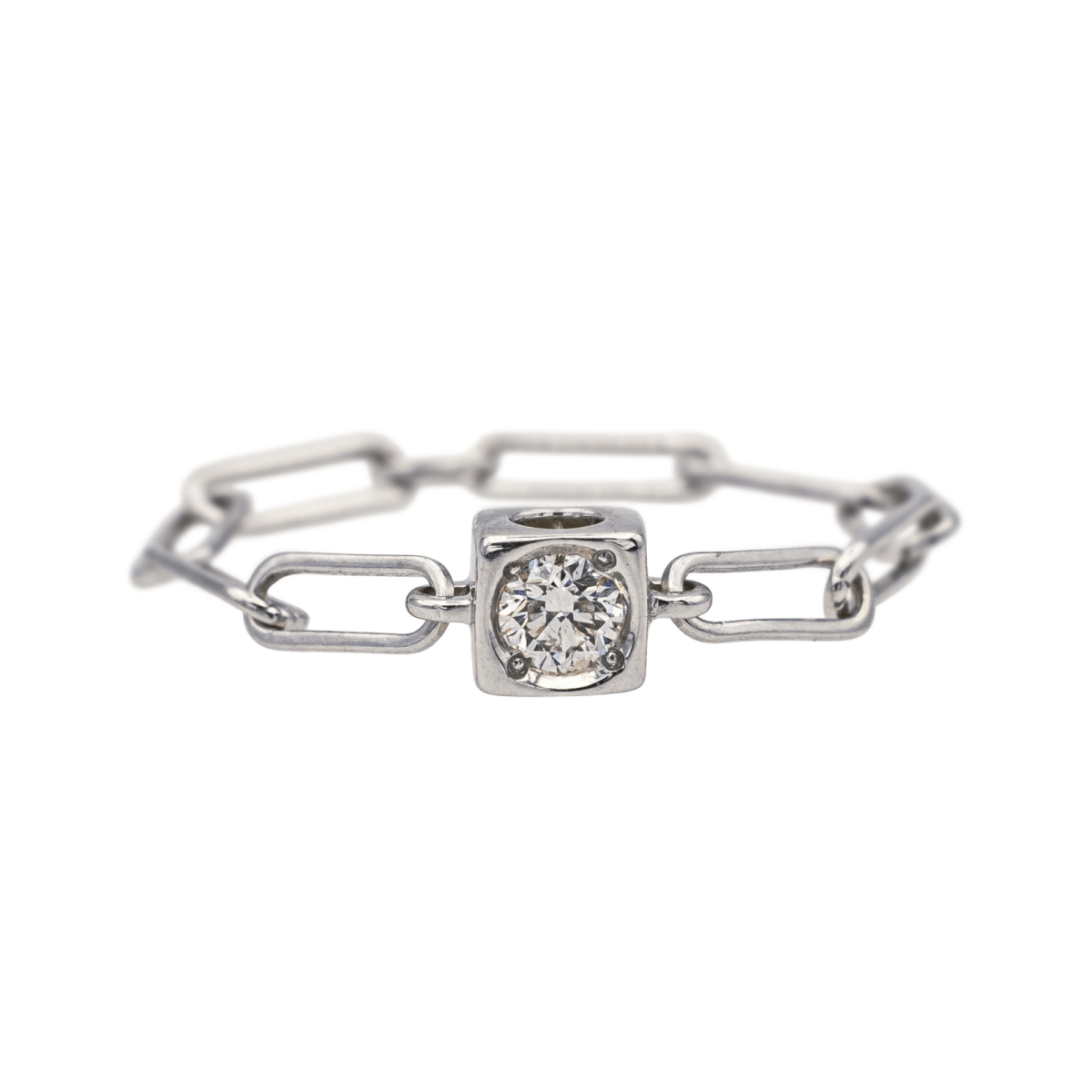 Dinh Van Bague Le Cube Or blanc Diamant - Maison Eloe